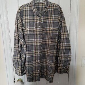 Old Navy Women’s The Boyfriend Shirt XXL Cotton Flannel LS Tunic Grey Plaid